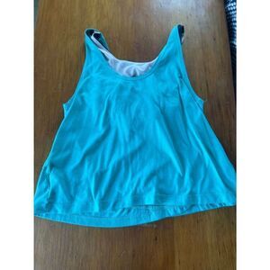 Old Navy turquoise tank w/ navy sports bra, 14